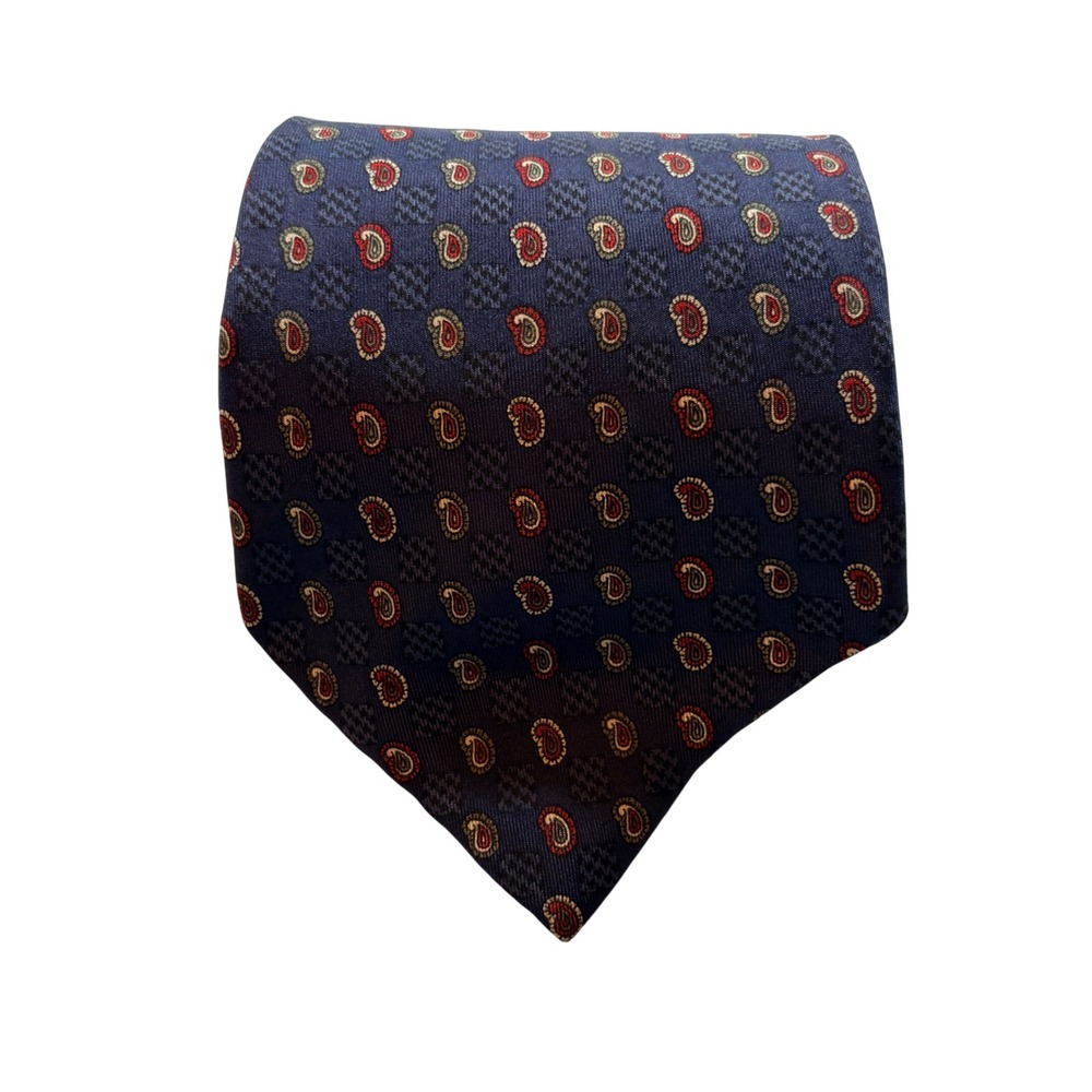 Resilio Silk Tie Men One Size Navy Paisley Italian Silk Handcrafted USA Business